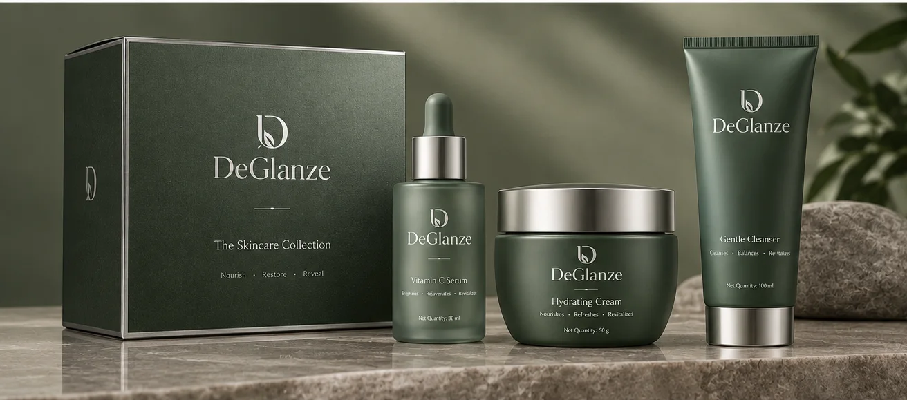 DeGlanze forest gift box with serum, cream and cleanser